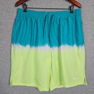 Nike Mens Swim Trunks Teal Neon Lime Green Gradient Boxer Brief Liner Size XL